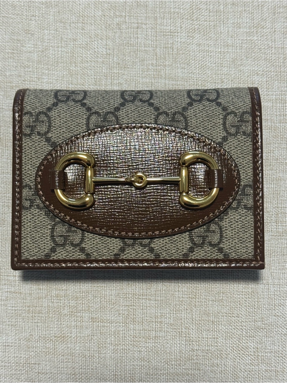 Gucci Horsebit 1955  Card Case wallet with Brown Leather & Gold Horsebit - Picture 11 of 14